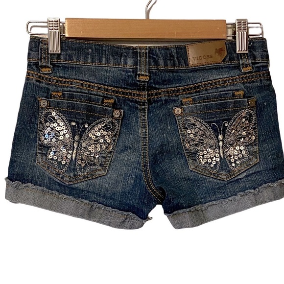 Vigoss girls denim shorts butterfly embellished‎ pockets size 10 - Picture 7 of 12